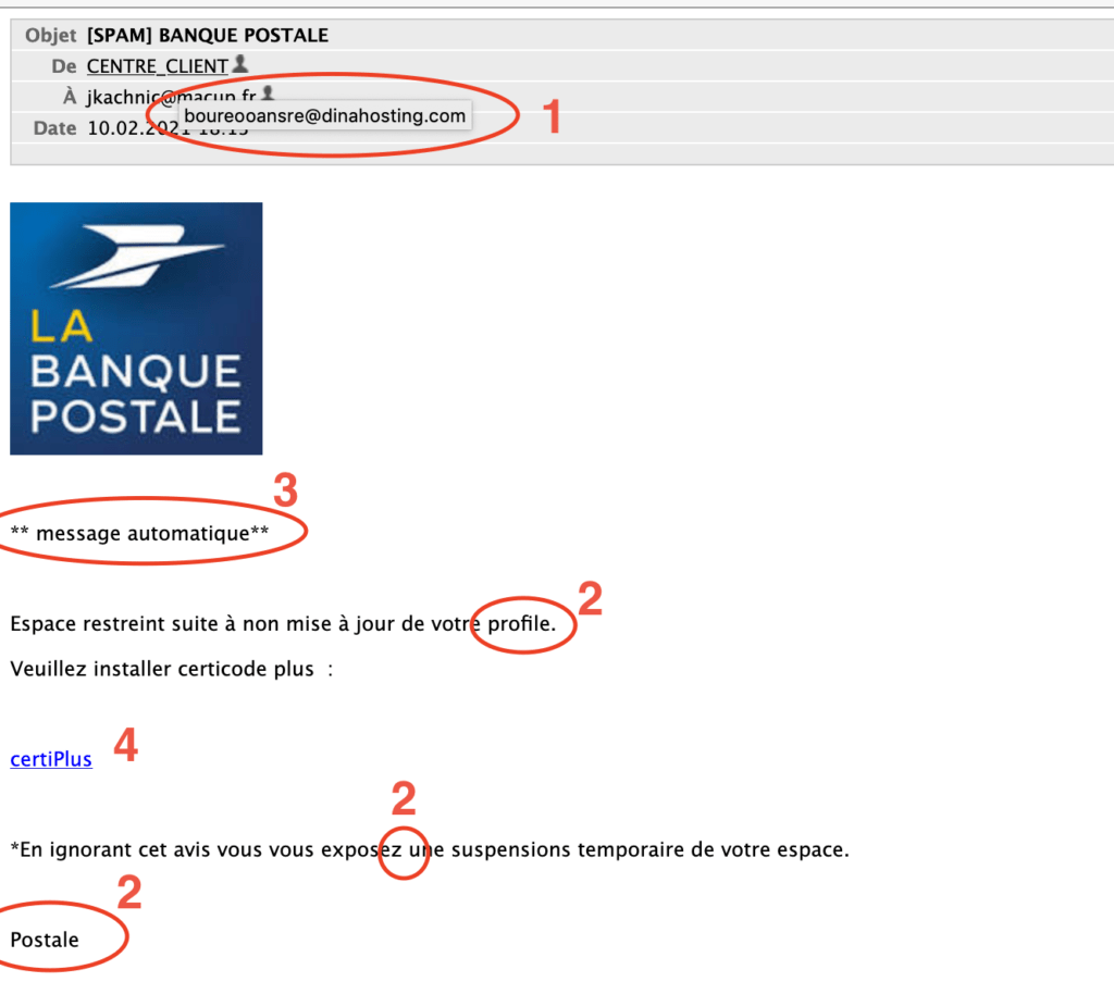 Exemple Arnaques Banque Postale
